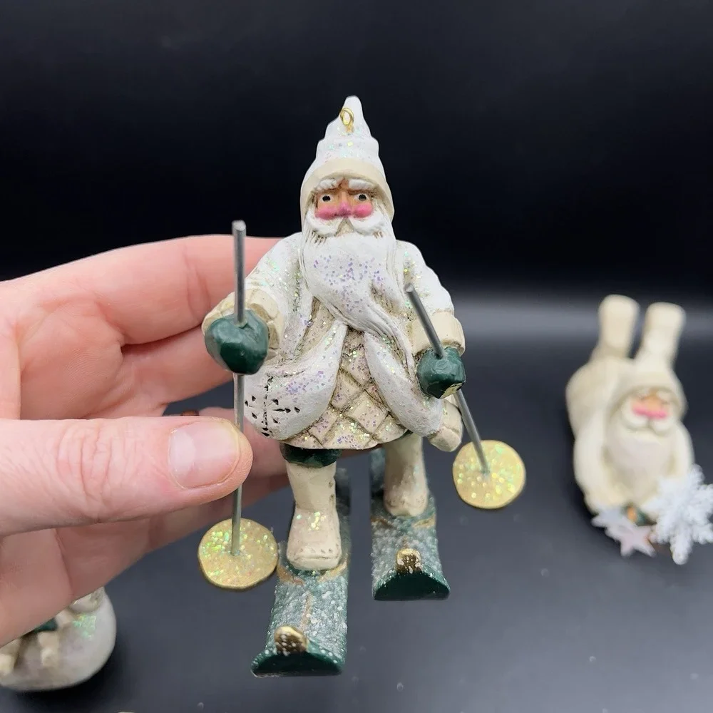 4 Pam Schifferl Winter White Woodland Santa Figurines Ornaments Midwest